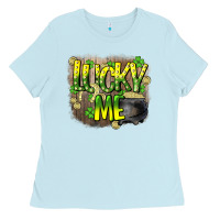 Baby Blue lucky me st. patricks day Ladies Tee - HowdyJamesFarm