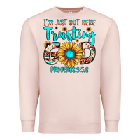 Pale Pink i m just out here trusting god proverbs 3 5,6 Premium Sweatshirt - JahusDesignShop