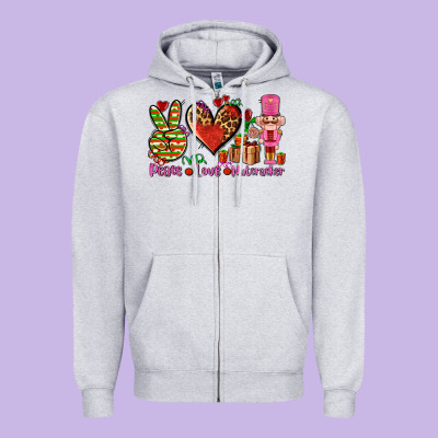 Peace Love Nutcraker Zipper Hoodie Designed By Adodesignshop