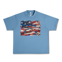 Pebble Blue Leopard glitter American flag Urban Heavy Tee - FaDigitalArtStudio