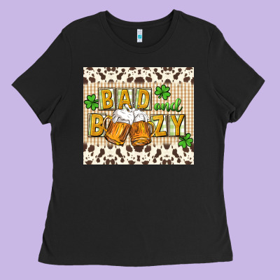 Bad And Boozy Ladies Tee Designed By Cowgirlartshop