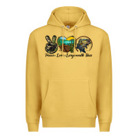 Antique Gold peace love largemouth bass Premium Hoodie - LillyAllenDesigns