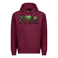 Burgundy peace love largemouth bass Premium Hoodie - LillyAllenDesigns