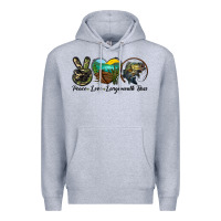 Heather Grey peace love largemouth bass Premium Hoodie - LillyAllenDesigns
