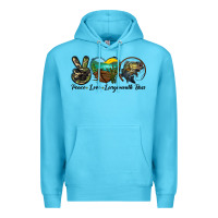 Ocean Blue peace love largemouth bass Premium Hoodie - LillyAllenDesigns