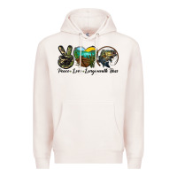 Pale Pink peace love largemouth bass Premium Hoodie - LillyAllenDesigns