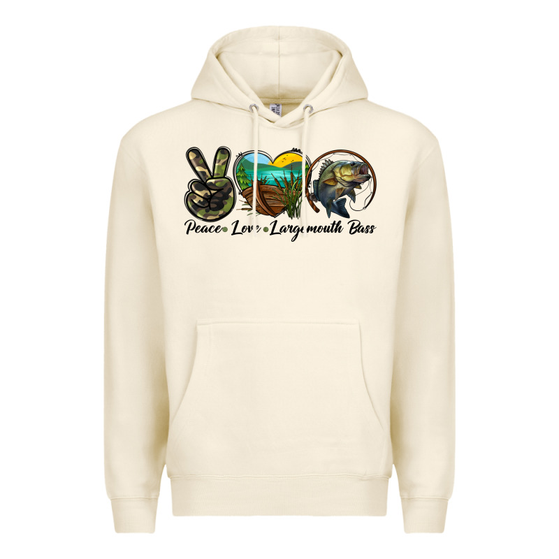 Peace Love Largemouth Bass Premium Hoodie by LillyAllenDesigns | Teevron