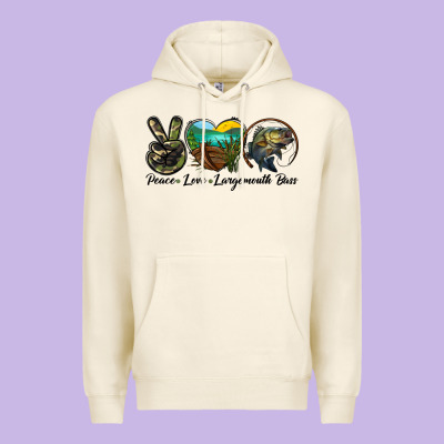 Peace Love Largemouth Bass Premium Hoodie Designed By Lillyallendesigns