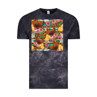Cloud Black chicken and chicks with flowers seamless pattern Vintage Tee - FaDigitalArtStudio