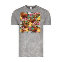 Cloud Rock chicken and chicks with flowers seamless pattern Vintage Tee - FaDigitalArtStudio