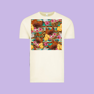 Chicken And Chicks With Flowers Seamless Pattern Vintage Tee Designed By Fadigitalartstudio
