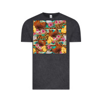 Vintage Black chicken and chicks with flowers seamless pattern Vintage Tee - FaDigitalArtStudio