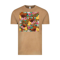 Vintage Camel chicken and chicks with flowers seamless pattern Vintage Tee - FaDigitalArtStudio