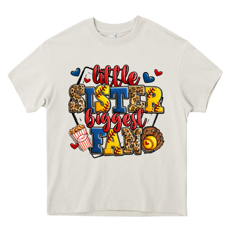 Little Sister Biggest Fan Softball Heavy Core Tee by Jasminsmagicworld | Teevron