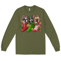 Army Green french bulldog with christmas socks Long Sleeve Tee - FaDigitalArtStudio
