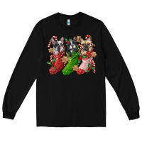 Black french bulldog with christmas socks Long Sleeve Tee - FaDigitalArtStudio
