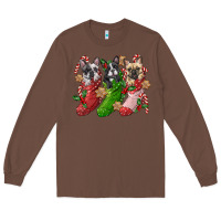Chestnut french bulldog with christmas socks Long Sleeve Tee - FaDigitalArtStudio
