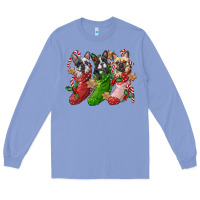 Colony Blue french bulldog with christmas socks Long Sleeve Tee - FaDigitalArtStudio