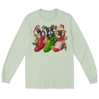 Matcha french bulldog with christmas socks Long Sleeve Tee - FaDigitalArtStudio