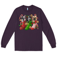 Plum french bulldog with christmas socks Long Sleeve Tee - FaDigitalArtStudio