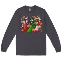 Smoke french bulldog with christmas socks Long Sleeve Tee - FaDigitalArtStudio