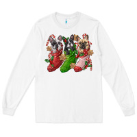 White french bulldog with christmas socks Long Sleeve Tee - FaDigitalArtStudio