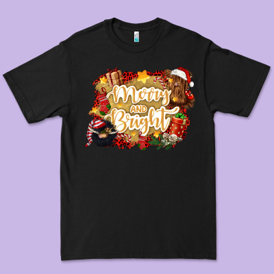 Merry And Bright Premium Tee Designed By Cowgirlartshop