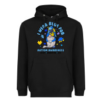 Black i wear blue for autism awareness Heavyweight Hoodie - JahusDesignShop