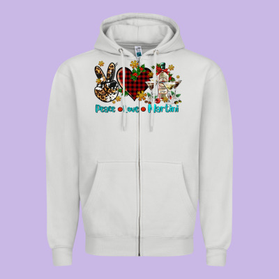 Peace Love Martini Zipper Hoodie Designed By Adodesignshop