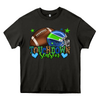 Asphalt Touchdown season American football green and blue Heavy Core Tee - HowdyJamesFarm