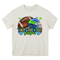 Cream Touchdown season American football green and blue Heavy Core Tee - HowdyJamesFarm