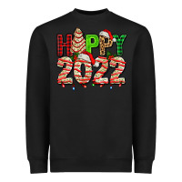 Black happy 2022 with christmas tree cake Heavyweight Sweatshirt - AdoDesignShop