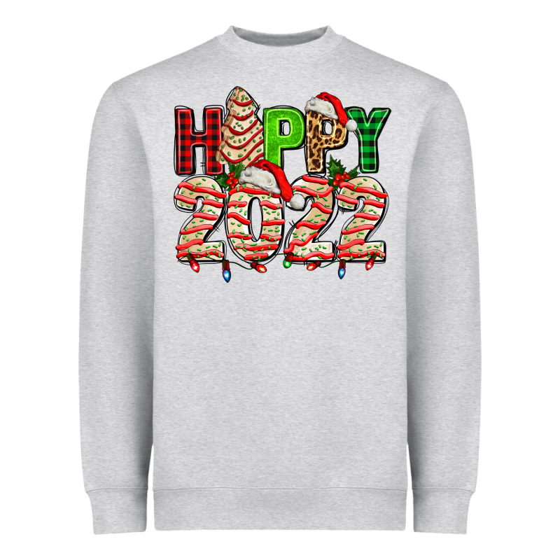 Happy 2022 With Christmas Tree Cake Heavyweight Sweatshirt by AdoDesignShop | Teevron