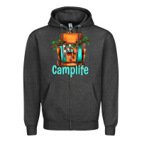 Charcoal Heather camp life camp backpack Zipper Hoodie - AdoDesignShop
