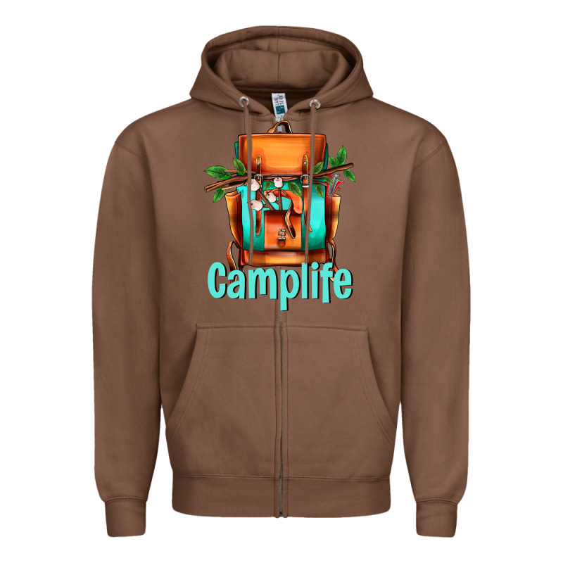 Camp Life Camp Backpack Zipper Hoodie by AdoDesignShop | Teevron