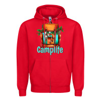 Red camp life camp backpack Zipper Hoodie - AdoDesignShop