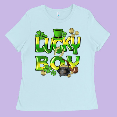 Lucky Boy St. Patrick's Day Ladies Tee Designed By Howdyjamesfarm