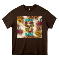 Chocolate Brown badass mama with flowers Heavy Core Tee - TumblerDesignByShophia