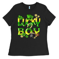 Black Lucky Boy St. Patrick's Day Ladies Tee - HowdyJamesFarm