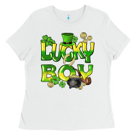 White Lucky Boy St. Patrick's Day Ladies Tee - HowdyJamesFarm