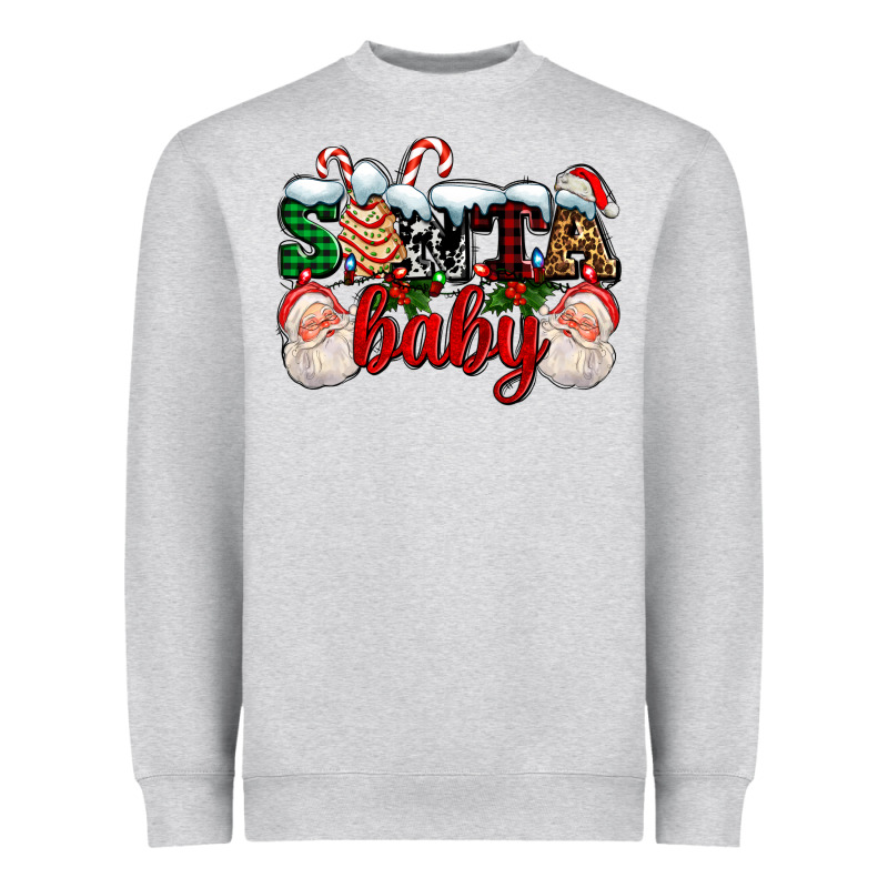 Santa Baby With Santa And Christmas Tree Cake Heavyweight Sweatshirt by AdoDesignShop | Teevron