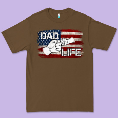 Dad Life With American Flag Premium Tee Designed By Jasminsmagicworld
