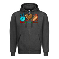 Charcoal Heather peace love hotdogs Zipper Hoodie - AdoDesignShop
