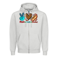 Dove Grey peace love hotdogs Zipper Hoodie - AdoDesignShop