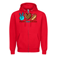 Red peace love hotdogs Zipper Hoodie - AdoDesignShop