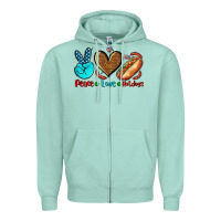 Seafoam peace love hotdogs Zipper Hoodie - AdoDesignShop