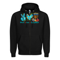 Black peace love hanukkah Zipper Hoodie - AdoDesignShop