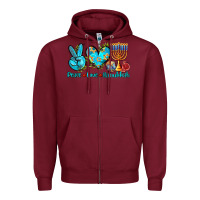 Burgundy peace love hanukkah Zipper Hoodie - AdoDesignShop