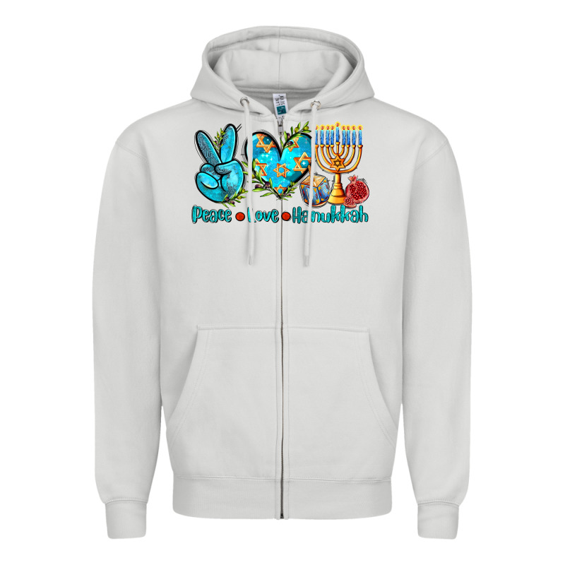 Peace Love Hanukkah Zipper Hoodie by AdoDesignShop | Teevron