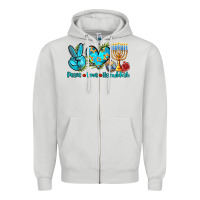 Dove Grey peace love hanukkah Zipper Hoodie - AdoDesignShop